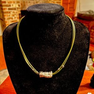 Silpada necklace in green with sterling accents
